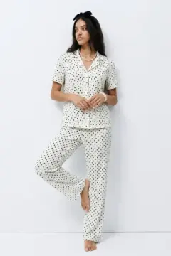 Standart Boy Elastanlı Kar Beyaz Pijama Takımı