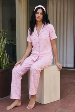Viskon Karışım Homewear Pembe Pijama Takımı