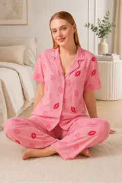 Dudak Desenli Pijama Takımı 4646