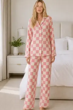 Kadın Casual Esnek Bol Pembe Pijama Takımı 4670