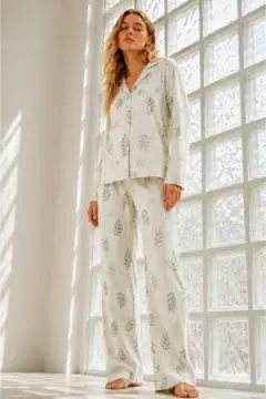 Kadın Regular Bürümcük Çağla Yeşili Pijama Takımı