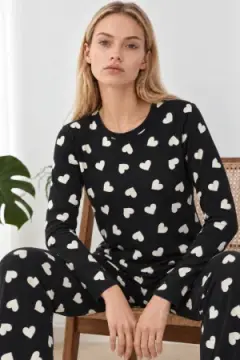 Kadın Desenli İkili Çok Renkli Rahat Pijama Takımı 4826