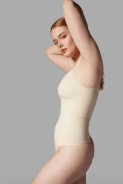 string zıbın sıkılaştırıcı toparlayıcı örme kumaş body 9052 Bej