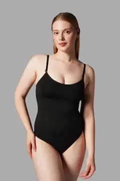 string zıbın sıkılaştırıcı toparlayıcı örme kumaş body 9052 Siyah