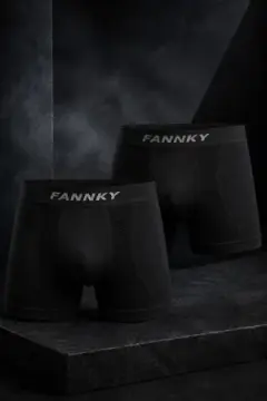 Erkek Rahat Esnek Seamless 2 Li Siyah Boxer