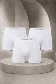 Erkek Casual Comfort Günlük 3 Lü Beyaz Boxer