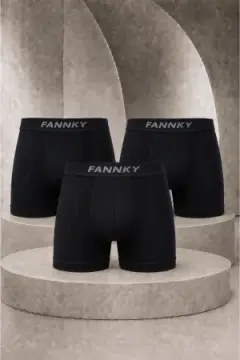 Erkek Casual Comfort Günlük 3 Lü Siyah Boxer