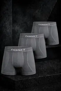 Erkek Rahat Esnek Seamless 3 Lü Gri Boxer