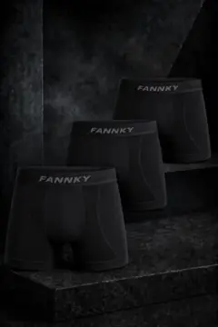 Erkek Rahat Esnek Seamless 3 Lü Siyah Boxer