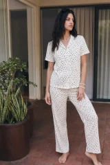 Viskon Karışım Homewear Kar Beyaz Pijama Takımı