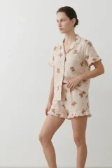Kadın Relaxed Lastikli Kar Beyaz Pijama Takımı