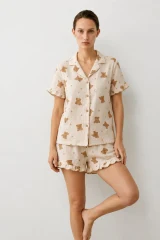 Kadın Relaxed Lastikli Kar Beyaz Pijama Takımı