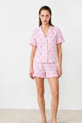 Kadın Relaxed Lastikli Pembe Pijama Takımı