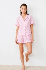 Kadın Relaxed Lastikli Pembe Pijama Takımı