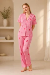 Dudak Desenli Pijama Takımı 4646-Pembe