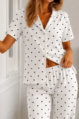 Kadın Loose Kalıp Pamuklu Kar Beyaz Pijama Takımı