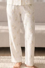 Kadın Loose Uzun Paça Pamuk Çok Renkli Pijama Takımı