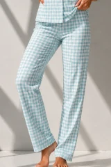 Kadın Klasik Doğal Düğme Gece Su Yeşili Pijama Takımı