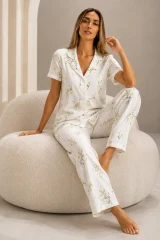 Kadın Kısa Kol Rahat Kalıp Şık Çok Renkli Pijama Takımı