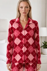 Kadın Casual Esnek Bol Kırmızı Pijama Takımı 4668
