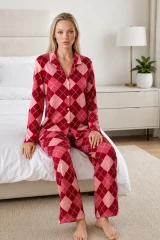 Kadın Casual Esnek Bol Kırmızı Pijama Takımı 4668