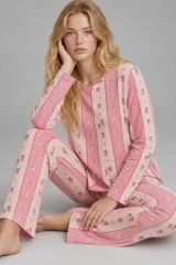 Kadın Bol Paça Relaxed Pembe Pijama Takımı 4692