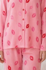 Kadın Dudak Desenli Pembe Pijama Takımı 4677