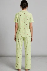 Kadın Kısa Kollu Rahat Yeşil Pijama Takımı 4732