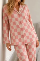 Kadın Bürümcük Tam Boy Pembe Pijama Takımı