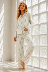 Kadın Regular Bürümcük Çağla Yeşili Pijama Takımı