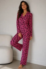 Kadın Uzun Kol Pamuklu Lila Pijama Takımı