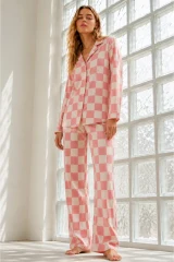 Kadın Regular Bürümcük Pembe Pijama Takımı