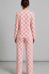 Kadın Çizgili Regular Fit Pembe Pijama Takımı 4691