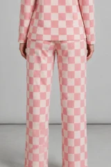 Kadın Çizgili Regular Fit Pembe Pijama Takımı 4691