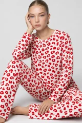Kadın Comfort Esnek Kırmızı Pijama Takımı 4686