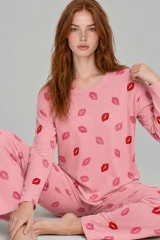 Kadın Comfort Esnek Pembe Pijama Takımı 4688