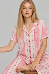 Kadın Kısa Kol Comfort Pembe Pijama Takımı 4738
