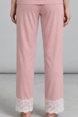 Kadın Dantelli Relaxed Pembe Pijama Takımı 4742