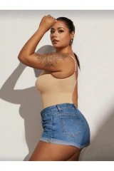 Seamless Zıbın Korse Çıtçıtlı Body 2 Beden İncelten Toparlayıcı Push Up Etkili Karın Bel Göbek Sıkılaştırıcı Kadın Body Korse 9051 Bej