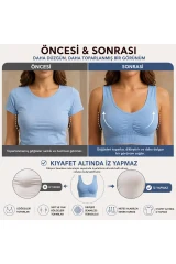 Göğüs Toparlayıcı Dikişsiz Seamless Büstiyer Korse – Kalın Askılı Pedsiz Balensiz Toparlayıcı Sütyen 5050 Mavi