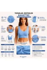 Göğüs Toparlayıcı Dikişsiz Seamless Büstiyer Korse – Kalın Askılı Pedsiz Balensiz Toparlayıcı Sütyen 5050 Mavi