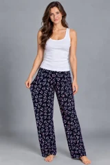 Kadın Trend Günlük Bluz Beyaz Desenli Pijama Takımı