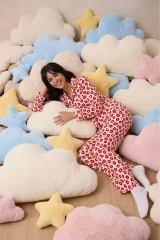 Kadın Uzun Kollu Düğmeli Alt Üst Uyku Kırmızı Pijama Takımı