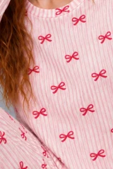 Kadın Çizgili Rahat Kalıp İkili Açık Pembe Pijama Takımı 4805