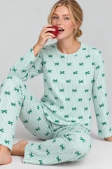 Kadın Comfort Esnek Yeşil Pijama Takımı 4801
