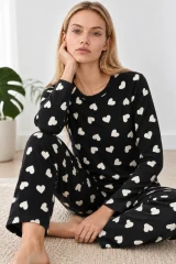Kadın Desenli İkili Çok Renkli Rahat Pijama Takımı 4826