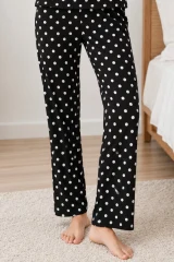 Kadın Desenli İkili Siyah Rahat Pijama Takımı 4814