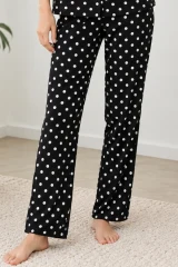 Kadın Desenli Siyah Kısa Kollu Pijama Takımı 4813
