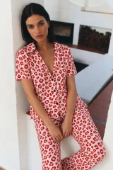 3 Adet Kadın Kısa Kol Comfort Pijama Takımı Yeşil