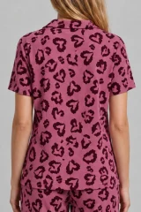 3 Adet Kadın Kısa Kollu Rahat Pijama Takımı Mor